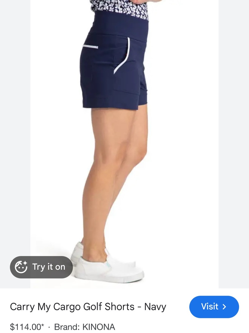 Kinona Navy Cargo Golf Shorts with White Trim XXL nwt